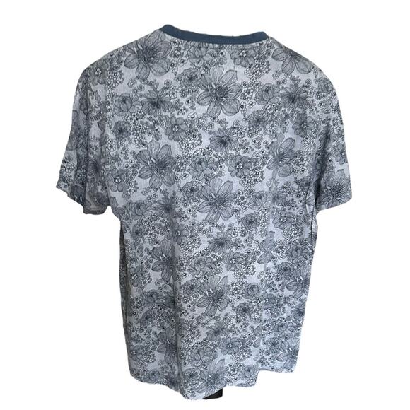 Original Penguin Munsingwear Short Sleeve Blue Ringer T-Shirt Floral Print XL - Picture 2 of 6